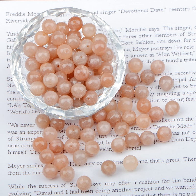AD Beads 8mm Natural Round Loose Beads 110 Pieces, for Making 108 Mala Prayer Beads Necklace, Bracelet & Yoga Meditation, Jewelry Design (Sunstone) - Image 2